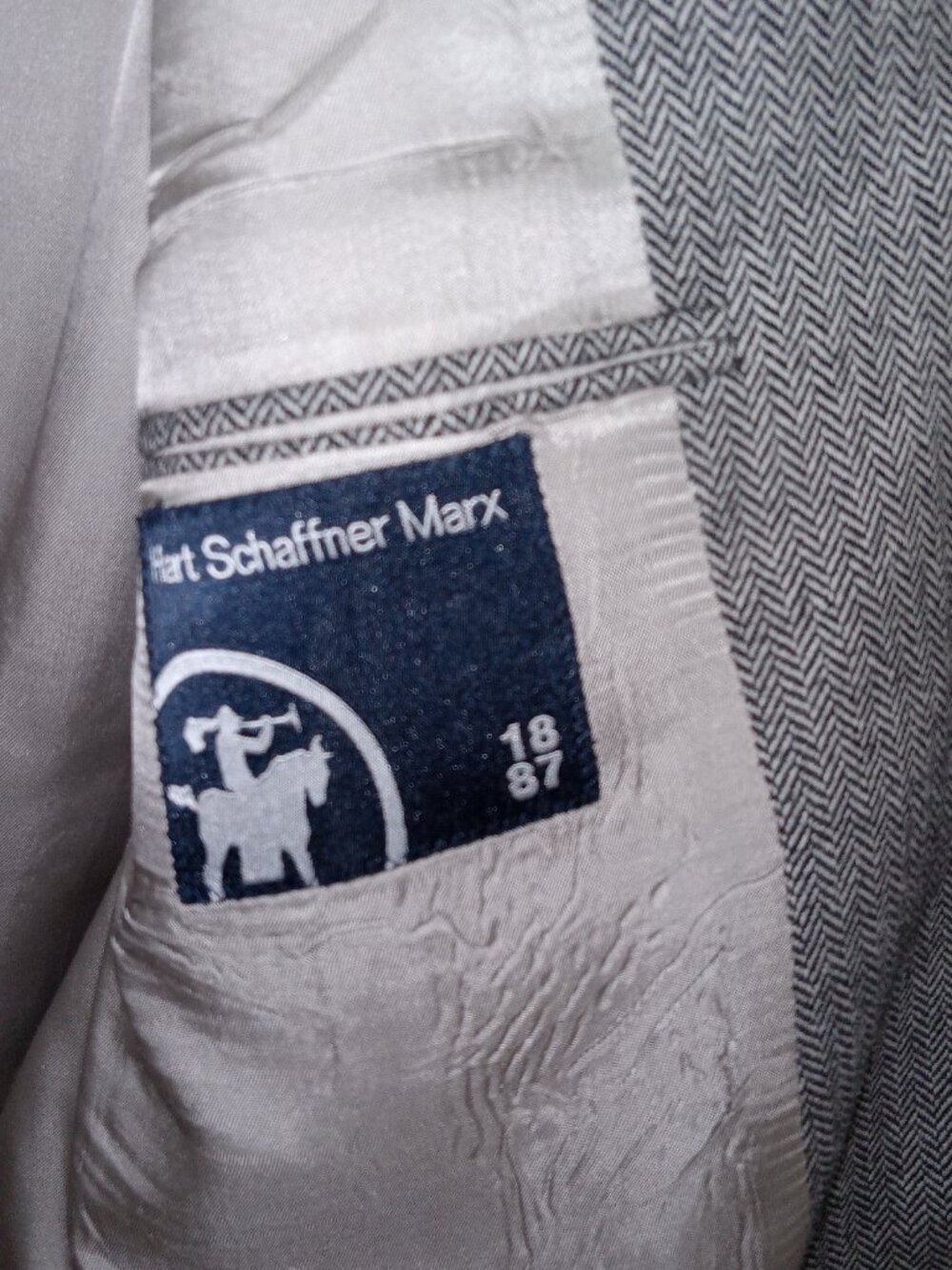 Hart Schaffner Marx Blazer 42S Gray Herringbone Wool USA Union Made Vintage - Picture 6 of 15